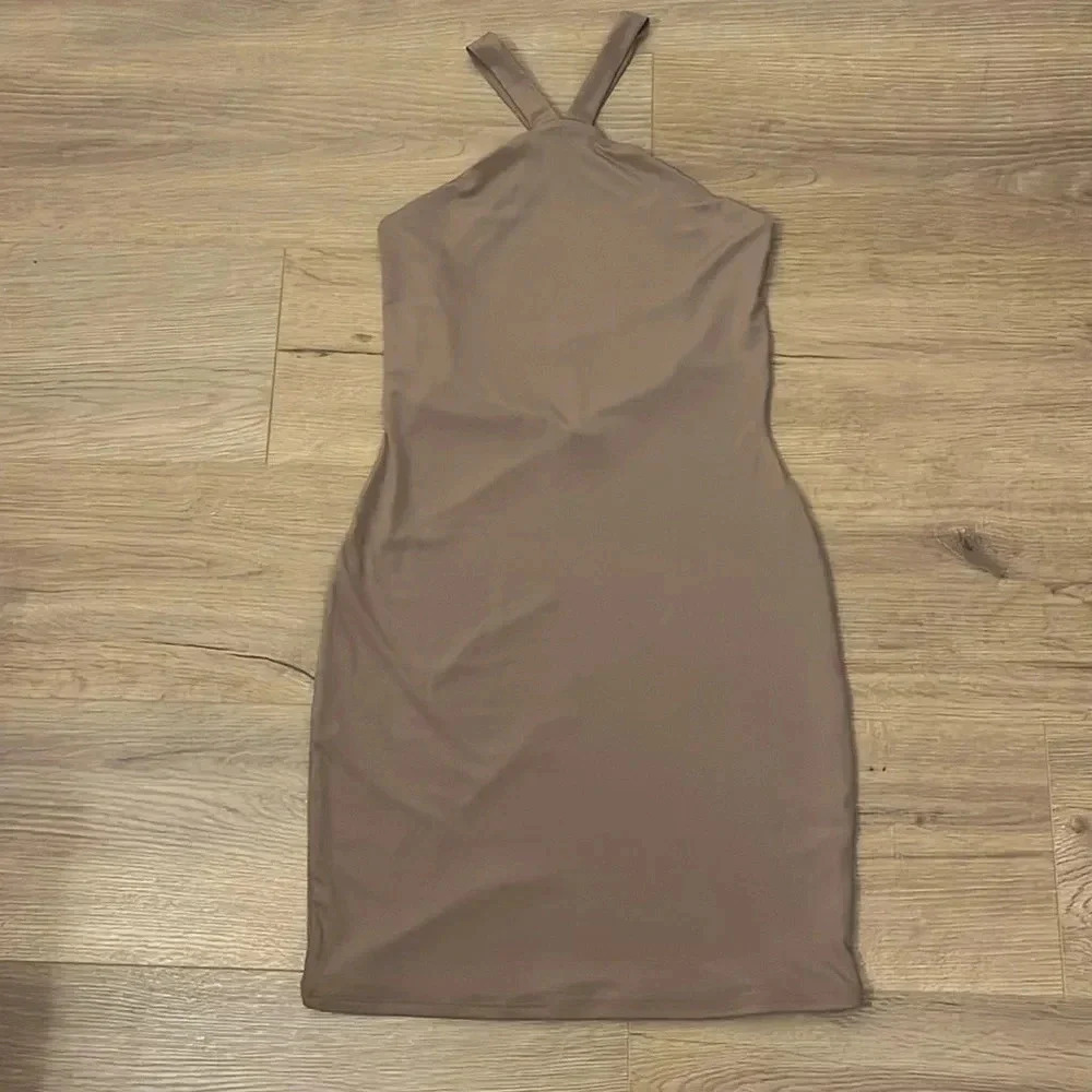 Naked Wardrobe | New Bodycon tight mini dress  Women’s size L coco tan Sexy